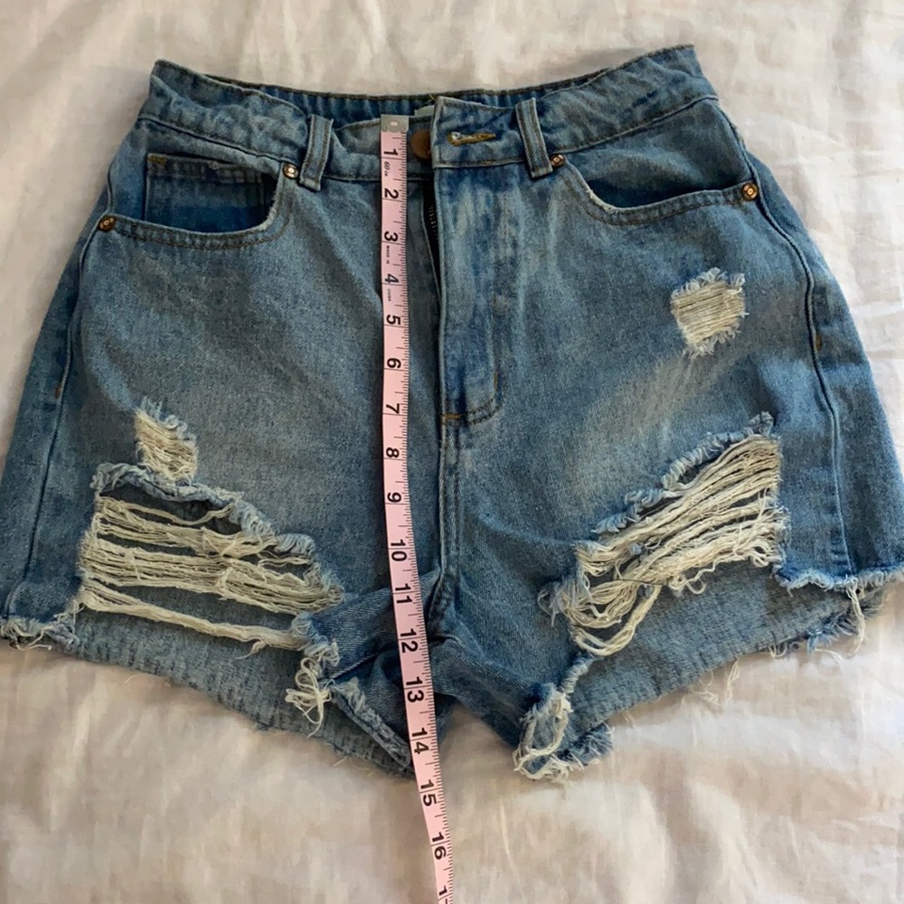 High waist Jean denim distressed short